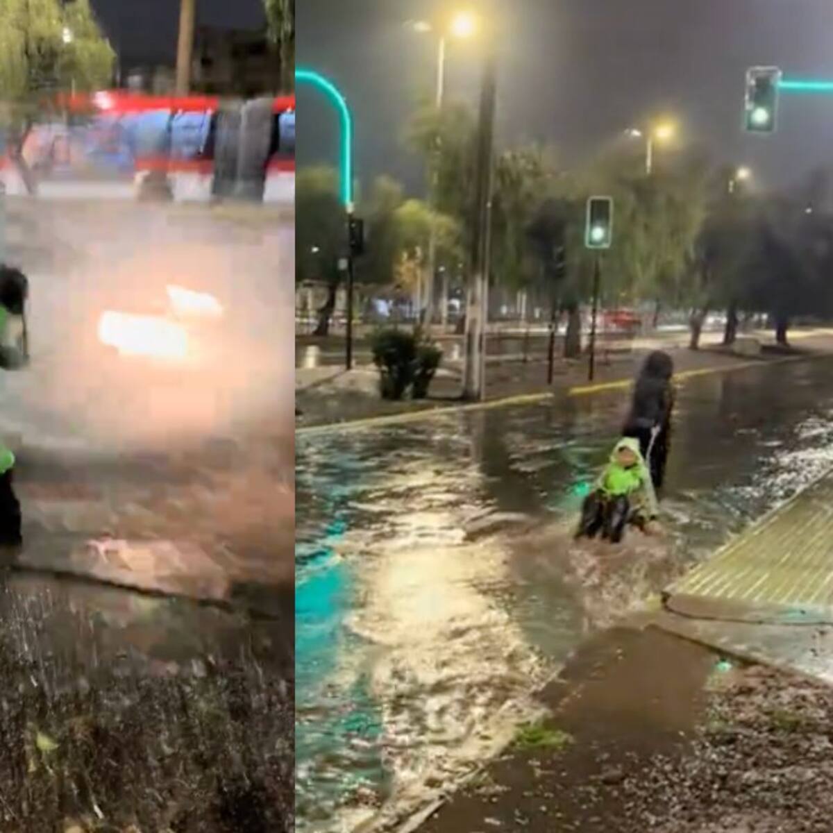El video viral que emociona en medio del sistema frontal en Chile: niño jugando bajo la lluvia conquista TikTok
