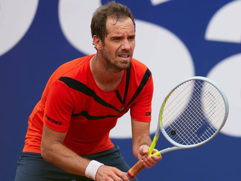 BARCELONA, SPAIN - APRIL 20: Richard Gasquet of France looks on during his Men's Singles round of 64 match against Jordan Thompson of Australia on day two of the Barcelona Open Banc Sabadell 2021 at Real Club De Tenis Barcelona on April 20, 2021 in Barcelona, Spain. (Photo by Quality Sport Images/Getty Images)