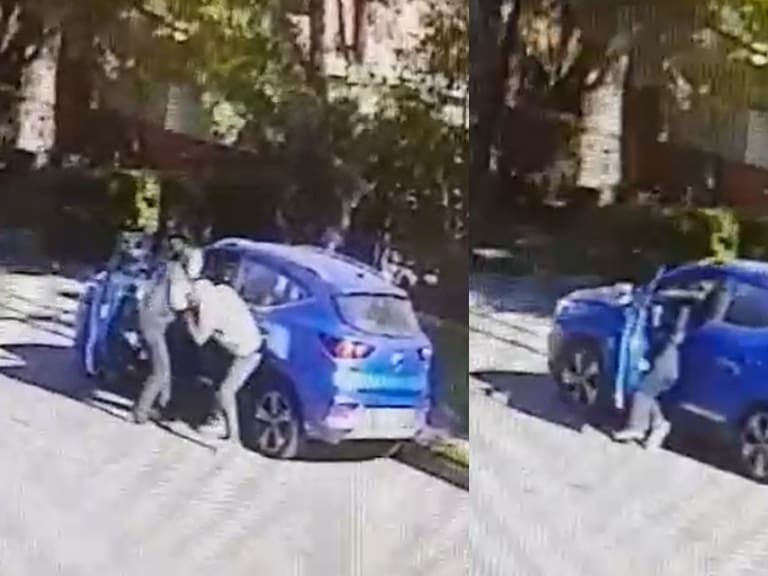 Las angustiantes imágenes de un nuevo robo de vehículo en Vitacura: mujer fue atacada con electroshock y arrastrada por 20 metros