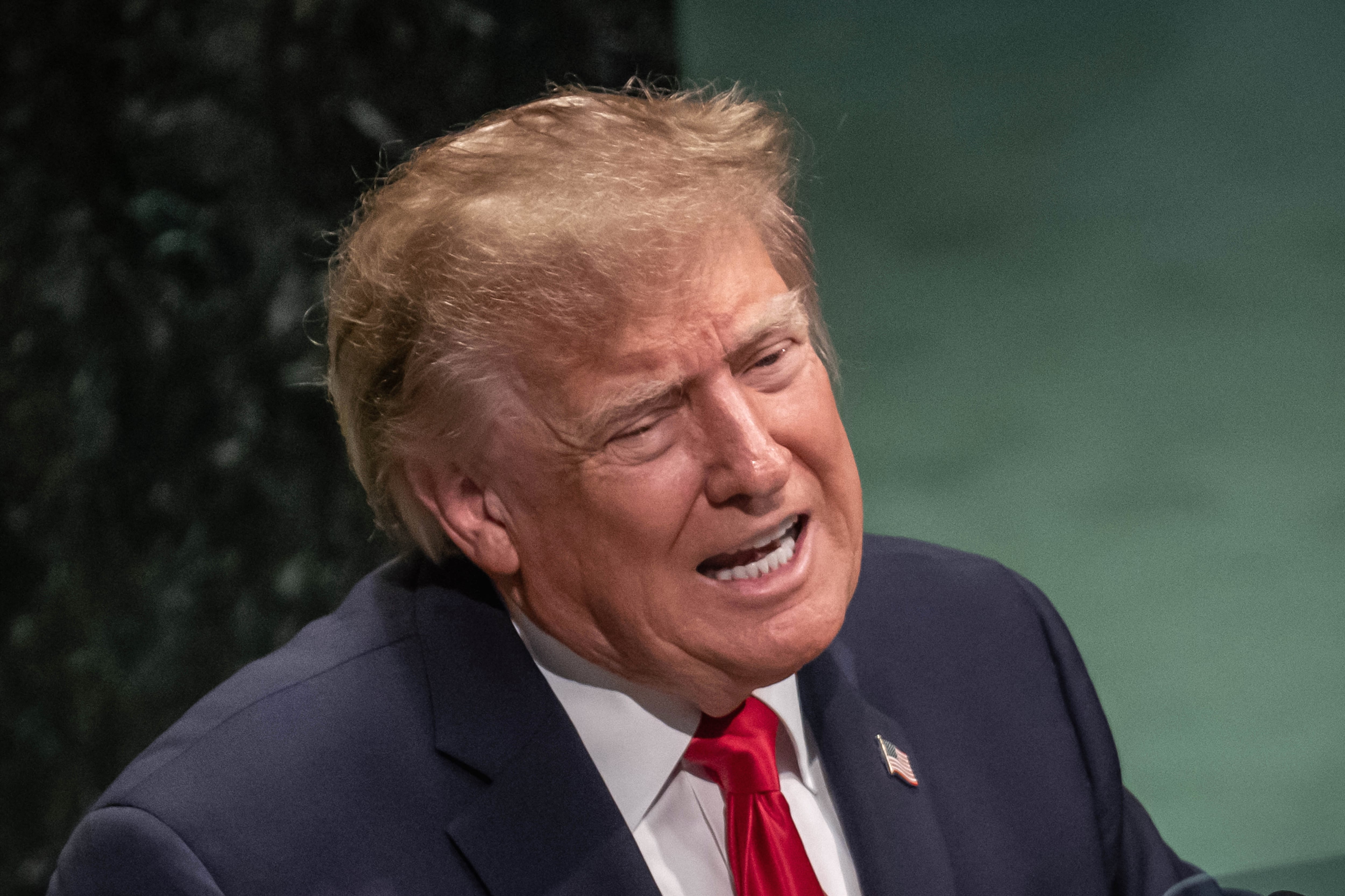 22 September 2026, United States, New York City: U.S. President Donald Trump speaks at the United Nations at the start of the UN General Assembly. Photo: Michael Kappeler/dpa (Photo by Michael Kappeler/picture alliance via Getty Images)