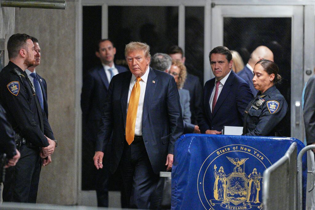 NEW YORK, NEW YORK - MAY 29: Former U.S. President Donald Trump speaks to the media as the jury deliberates in his criminal trial at Manhattan Criminal Court on May 29, 2024 in New York City.  The former president faces 34 felony counts of falsifying business records in the first of his criminal cases to go to trial. (Photo by Curtis Means - Pool/Getty Images)