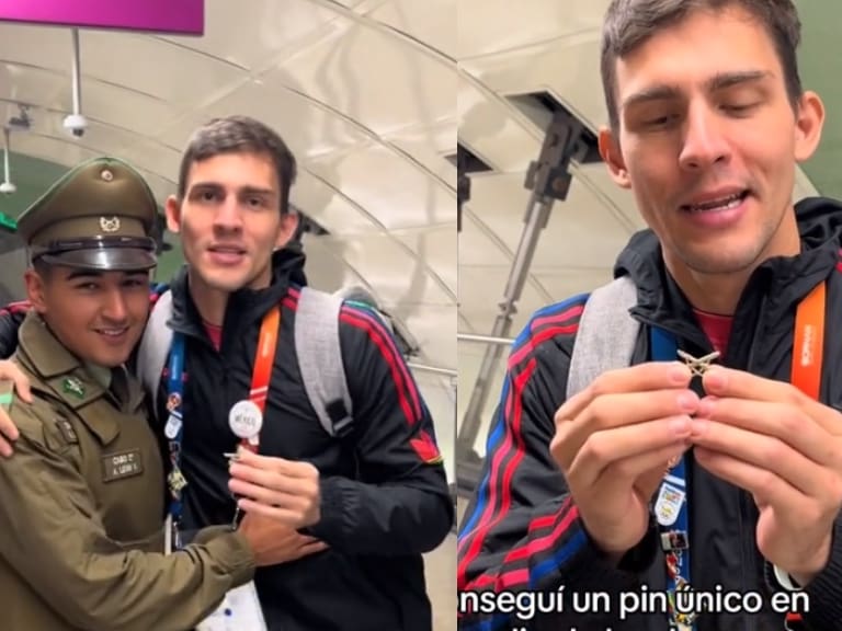 «El más increíble de todos»: la emoción de reportero colombiano en Panamericanos tras intercambio de pin de Fiu por insignia de Carabineros