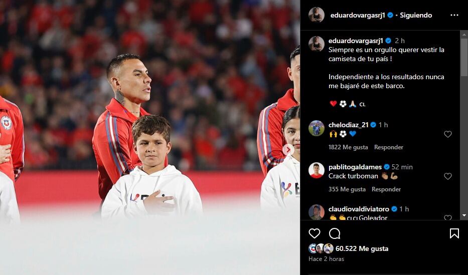 La publicación de Eduardo Vargas | Instagram: @eduardovargasrj1