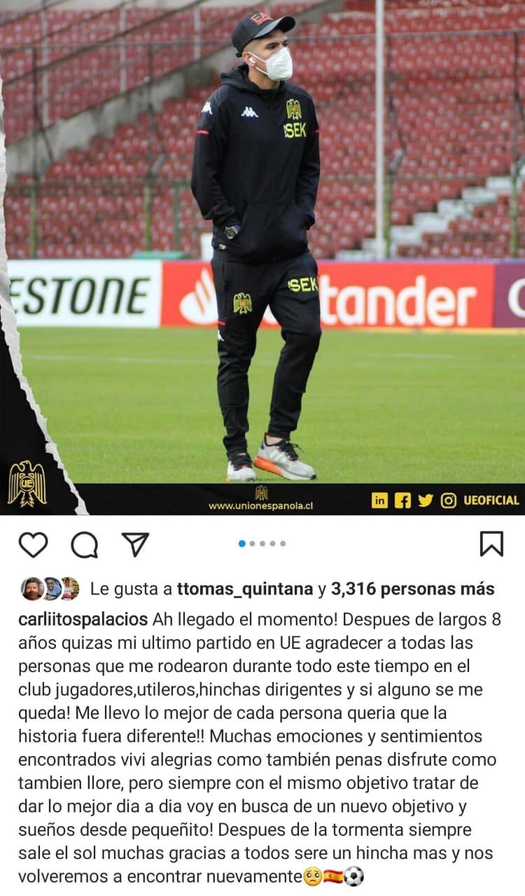 Despedida de Carlos Palacios / Instagram