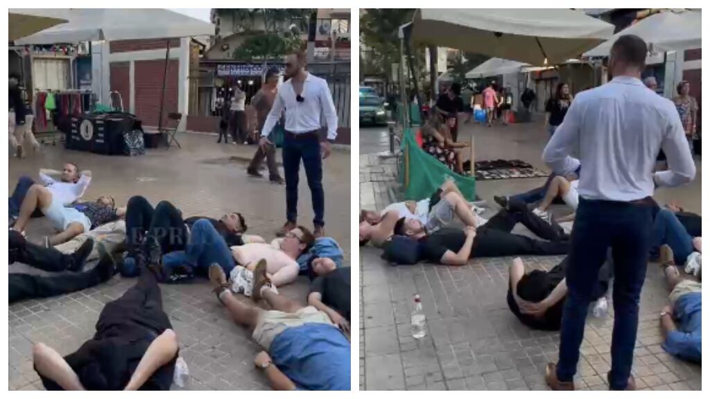 Clases para ser un “hombre de alto valor”: sujetos se acuestan en la calle para ser un “macho alfa” en Providencia