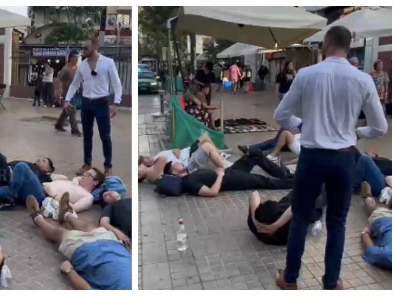 Clases para ser un “hombre de alto valor”: sujetos se acuestan en la calle para ser un “macho alfa” en Providencia