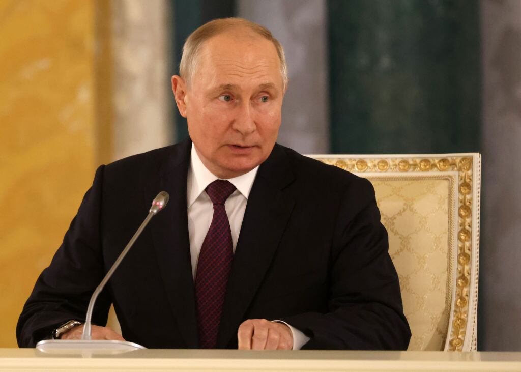 El presidente de Rusia Vladimir Putin ante la prensa en el Kremlin