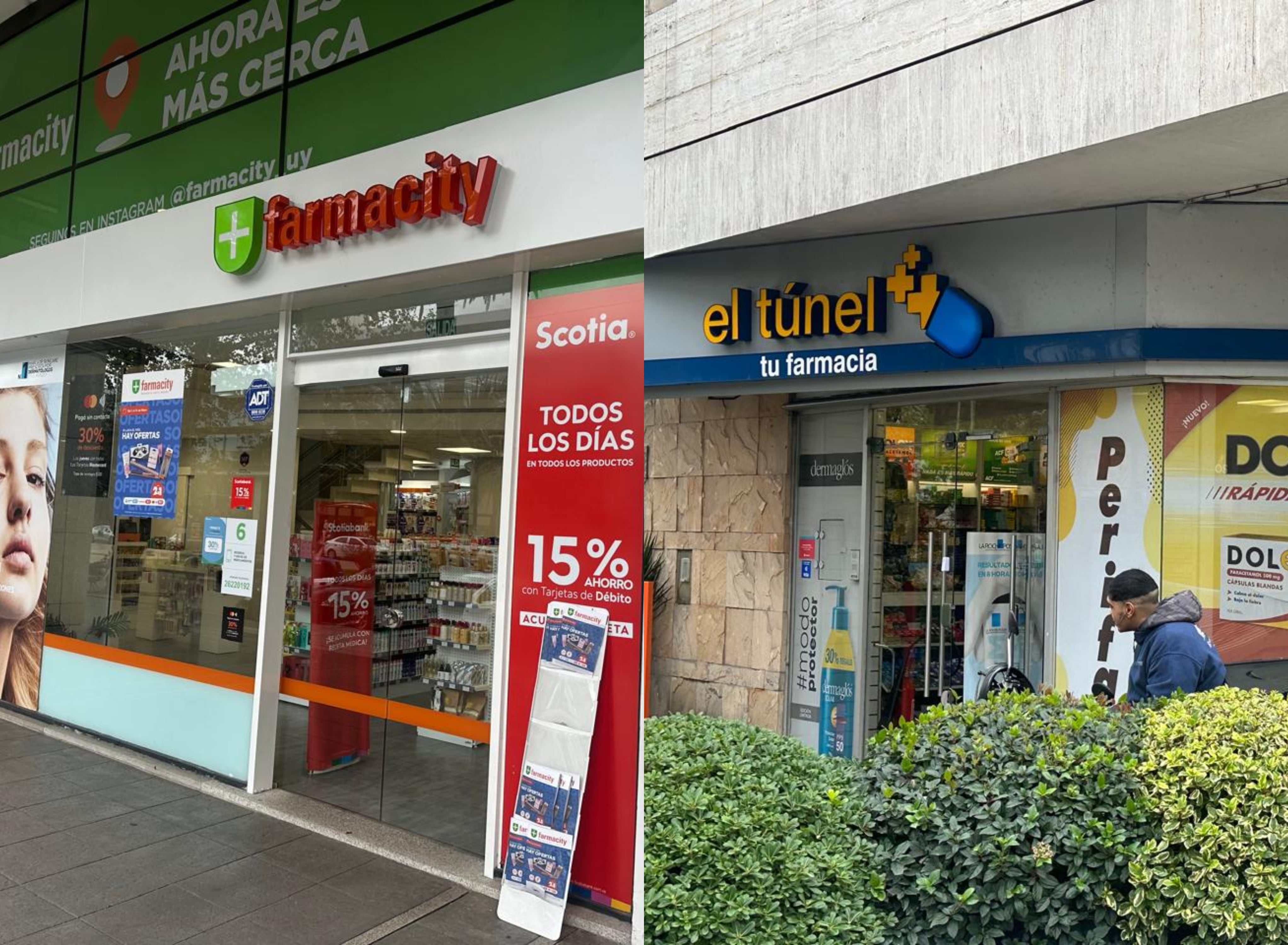 Ejemplo de farmacias regulares en donde no se vende marihuana EN Uruguay. ADN