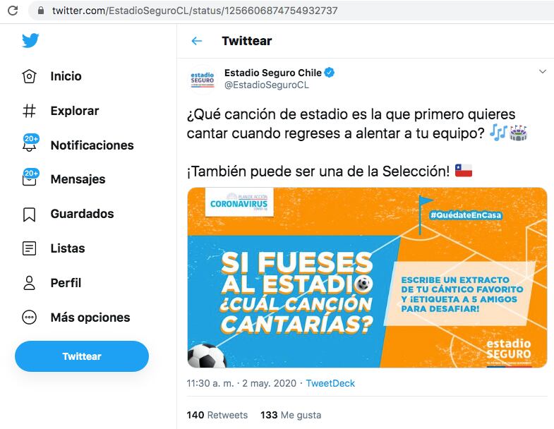 Mensaje de Estadio Seguro