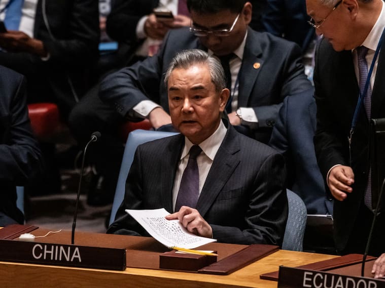 El ministro de relaciones exteriores de China, Wang Yi, en el Consejo de Seguridad de la ONU en la ciudad de Nueva York