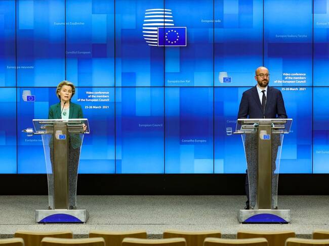 Los titulares del consejo europeo Charles Michel y de la comisión europea Ursula von der Leyen