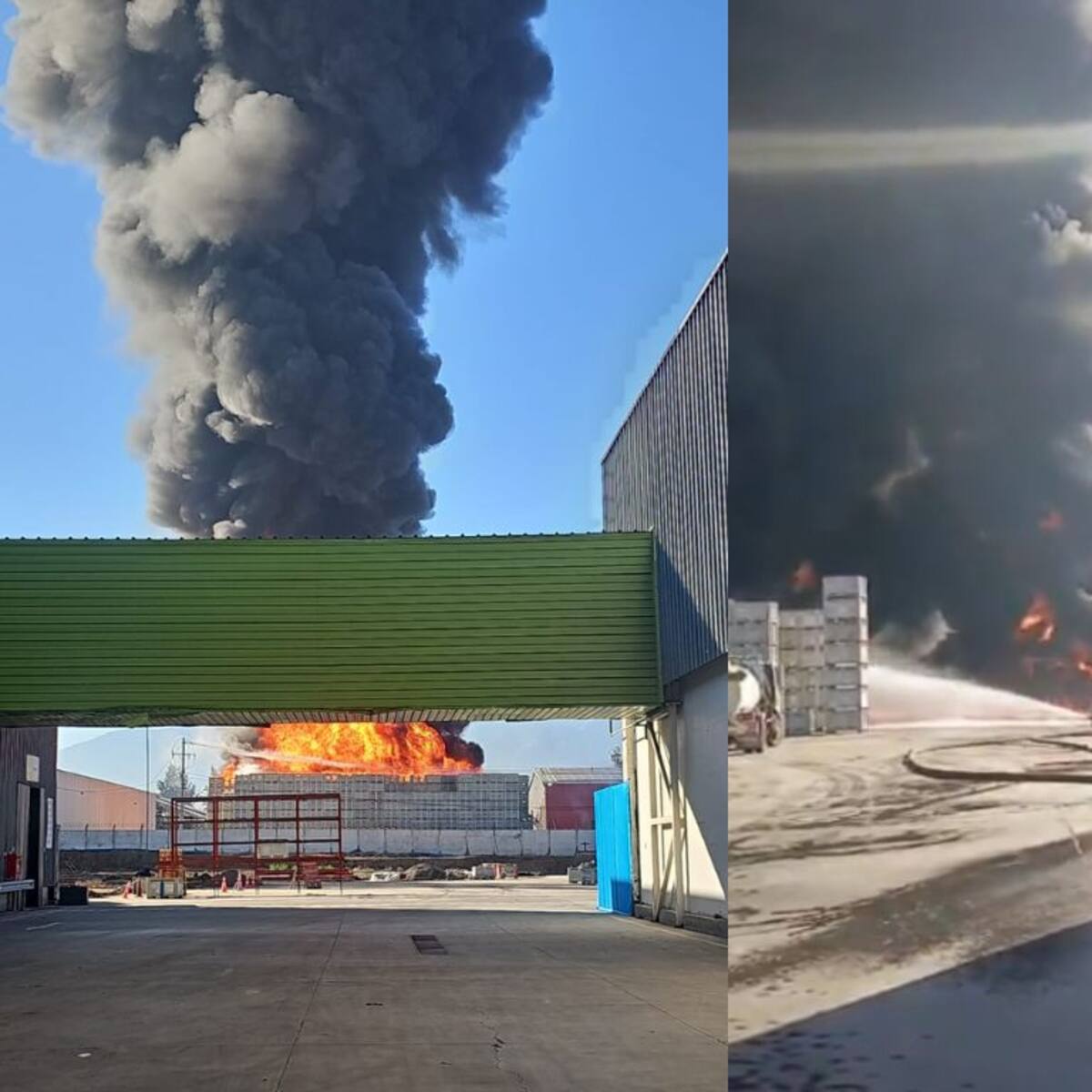 Alerta en Paine por incendio de gran magnitud: fuego afecta bodega de empresa frutícola en Ruta 5 Sur
