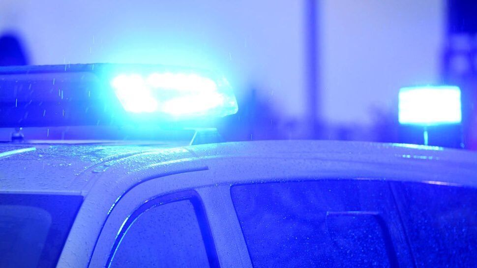 14 January 2020, Schleswig-Holstein, Kiel: A police car with the blue light on is on the verge of a demonstration in Kiel. Photo: Carsten Rehder/dpa (Photo by Carsten Rehder/picture alliance via Getty Images)