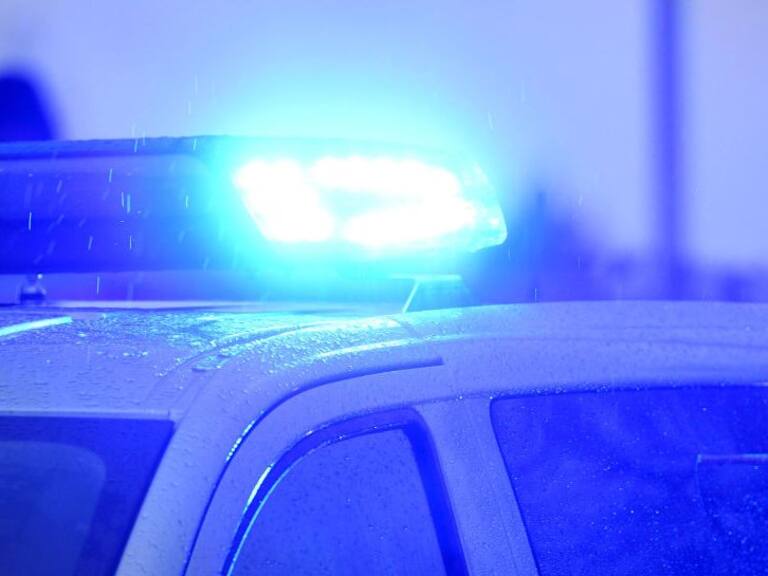 14 January 2020, Schleswig-Holstein, Kiel: A police car with the blue light on is on the verge of a demonstration in Kiel. Photo: Carsten Rehder/dpa (Photo by Carsten Rehder/picture alliance via Getty Images)