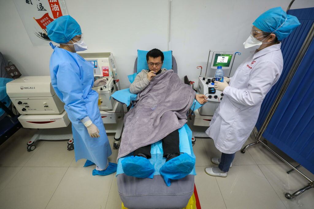 Paciente en cuarentena en el Hospital de Wuhan