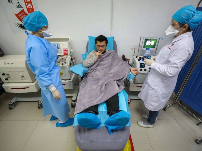 Paciente en cuarentena en el Hospital de Wuhan