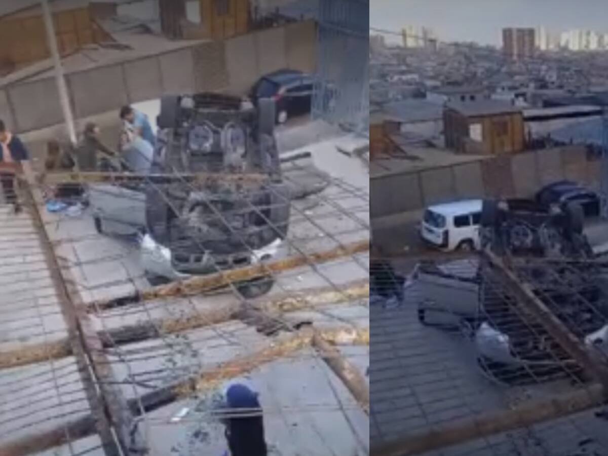 Auto se vuelca sobre techo de un jardín infantil en Iquique: dos adultos y tres niños resultaron heridos
