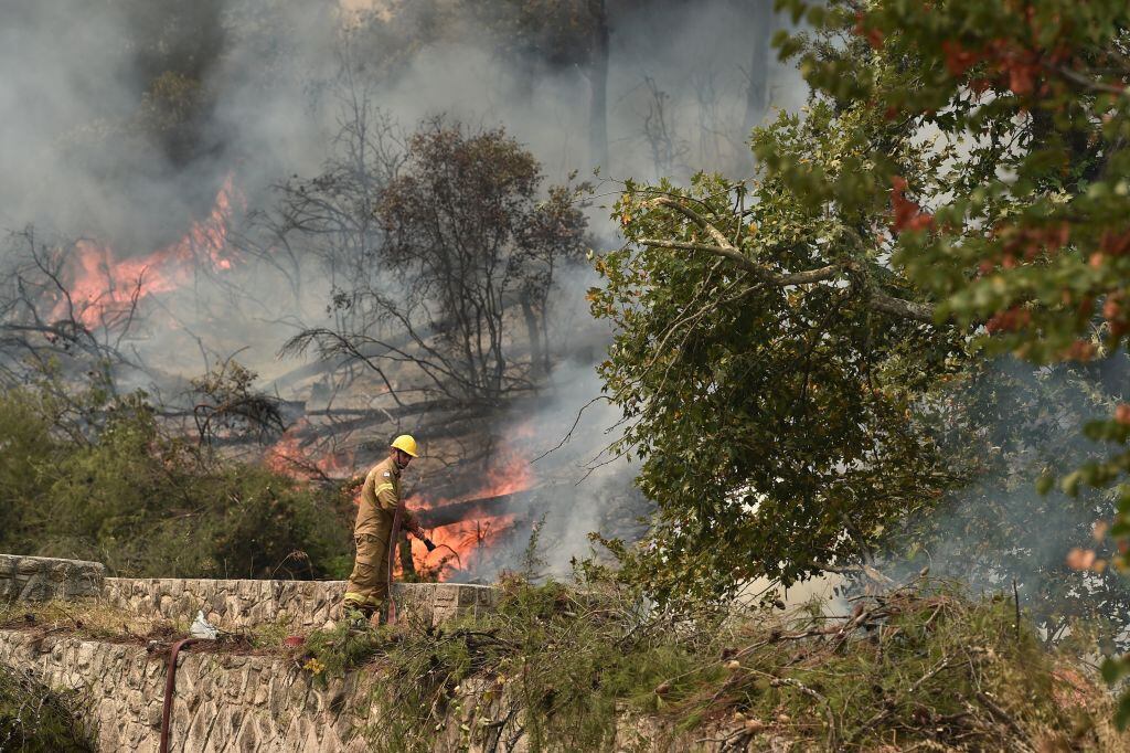 Bomberos luchan contra los graves incendios forestales en Grecia