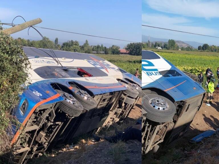 Detienen a chofer de bus que se volcó en Chimbarongo tras dar positivo en narcotest