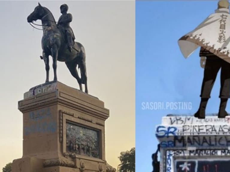Crean petición para cambiar la estatua del General Baquedano por una de Naruto Hokage