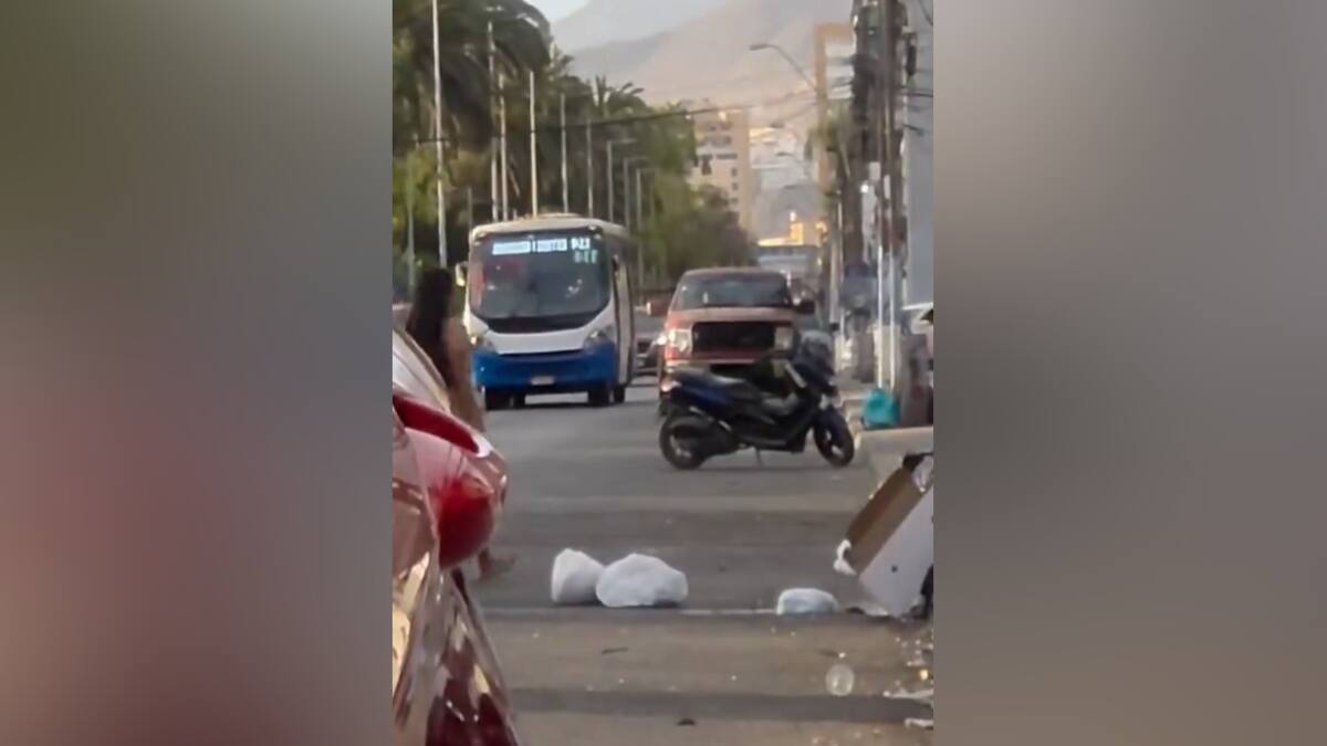 Mujer desnuda en la vía pública desató incidentes en Antofagasta: molestó a un peatón y “peleó” contra una micro