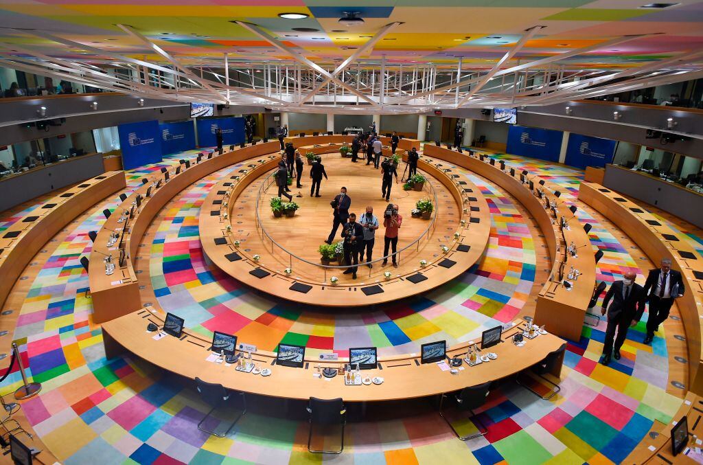 Sala de reunión del consejo de la UE en Bruselas
