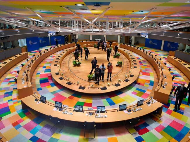 Sala de reunión del consejo de la UE en Bruselas