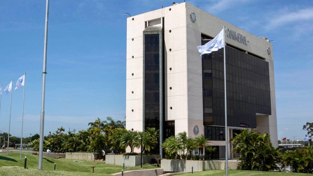 ASUNCION, PARAGUAY - NOVEMBER 27: General view of CONMEBOL building during a meeting between the presidents of CONMEBOL, Boca Junior and River Plate to come to an agreement on a new date to play the final of Copa CONMEBOL Libertadores 2018 on November 27, 2018 in Asuncion, Paraguay. The second leg of the so-called Superfinal was postponed after River Plate fans attacked the bus carrying players of Boca Juniors or their arrival to Monumental Stadium. (Photo by Luis Vera/Getty Images)