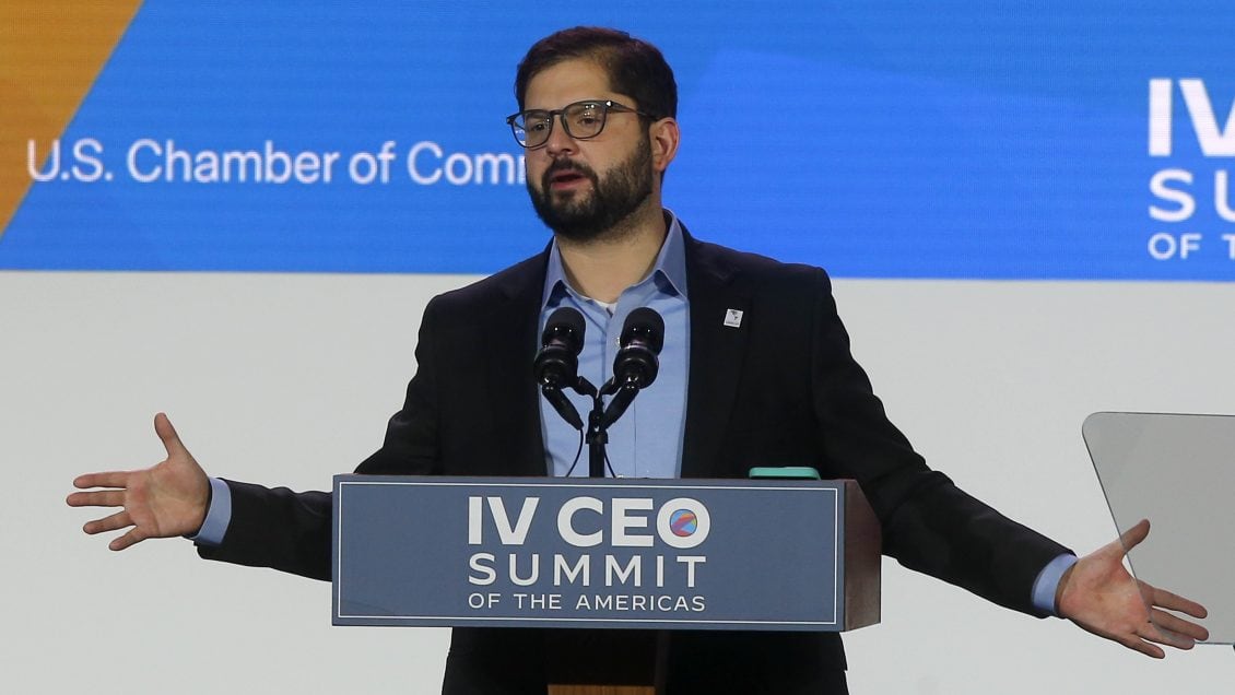 08 de Junio de 2022/LOS ANGELESEl Presidente de la Repblica,Gabriel Boric Font, expone  en  IV CEO Summit of the Amricas en  la ciudad de Los Angeles California, Estados Unidos.
FOTO: CRISTOBAL ESCOBAR/AGENCIAUNO