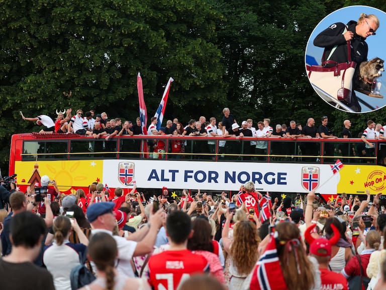 Con Haaland mostrando un peculiar souvenir: la multitudinaria recepción al plantel de Noruega tras su exitoso Mundial 2026