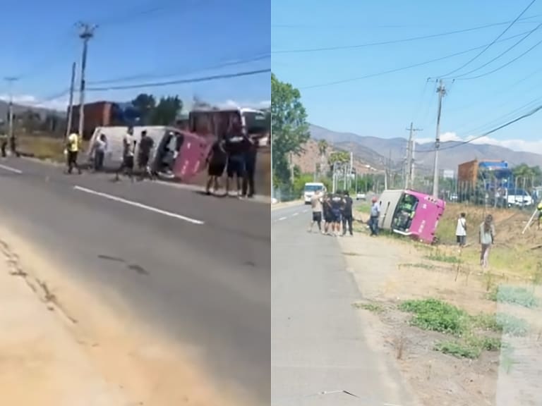 Microbus con más de 30 pasajeros volcó tras peregrinación a Lo Vásquez: conductor se dio a la fuga