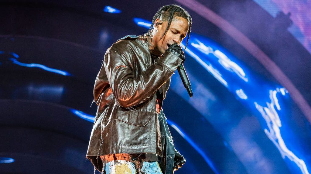 HOUSTON, TEXAS - NOVEMBER 05: Travis Scott performs during 2021 Astroworld Festival at NRG Park on November 05, 2021 in Houston, Texas. (Photo by Erika Goldring/WireImage,)