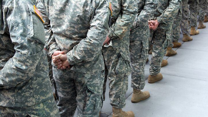Soldiers lining up for the annual New York City Veterans Day Parade