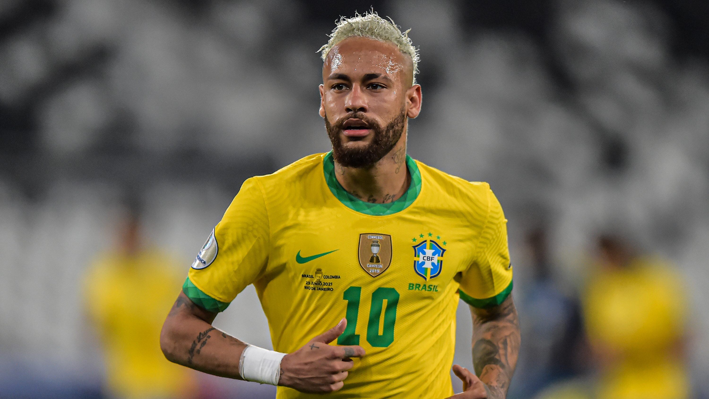 Neymar Brazil player during a Group B match between Brazil and Colombia as part of Copa America Brazil 2021 at Estadio Olimpico Nilton Santos on June 23, 2021 in Rio de Janeiro, Brazil. (Photo by Thiago Ribeiro/NurPhoto via Getty Images)