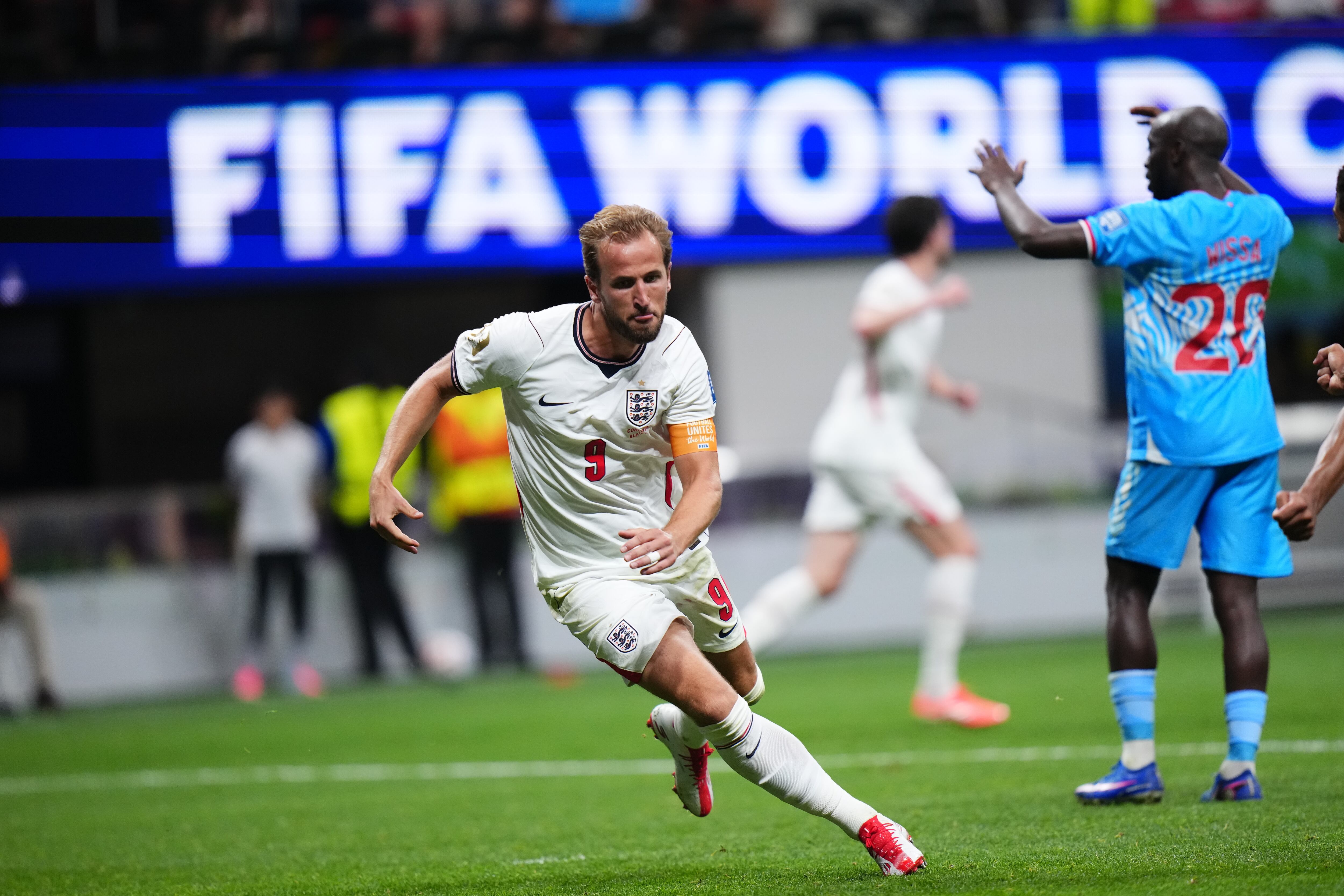ATLANTA, USA - JULY 1: Harry Kane of England celebrates after scoring his team's first goal during 2026 FIFA World Cup Round of 32 match between England and DR Congo at Mercedes-Benz Stadium (Atlanta Stadium) in Atlanta, Georgia, United States on July 1, 2026. (Photo by Jose Hernandez/Anadolu via Getty Images)