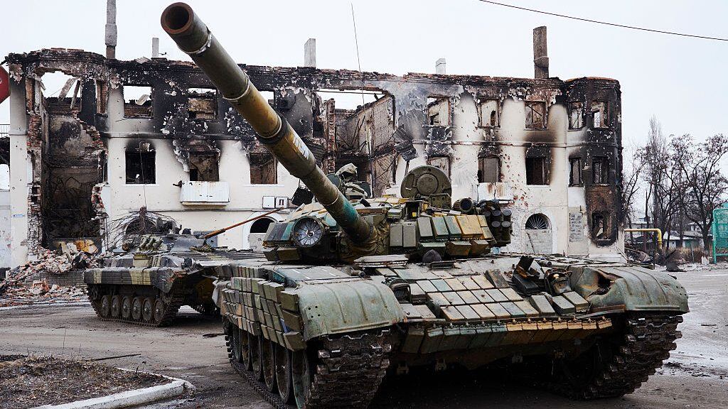 UGLEGORSK, UKRAINE - FEBRUARY 7:  Pro-Russian rebels seize Ukrainian armoured vehicles on February 7, 2015 in Uglegorsk, Ukraine.  According to Pro-Russian rebels, control of Uglegorsk, on the frontline near Debaltseve, was regained two days ago, after eight days of fierce fighting. (Photo by Pierre Crom/Getty Images)