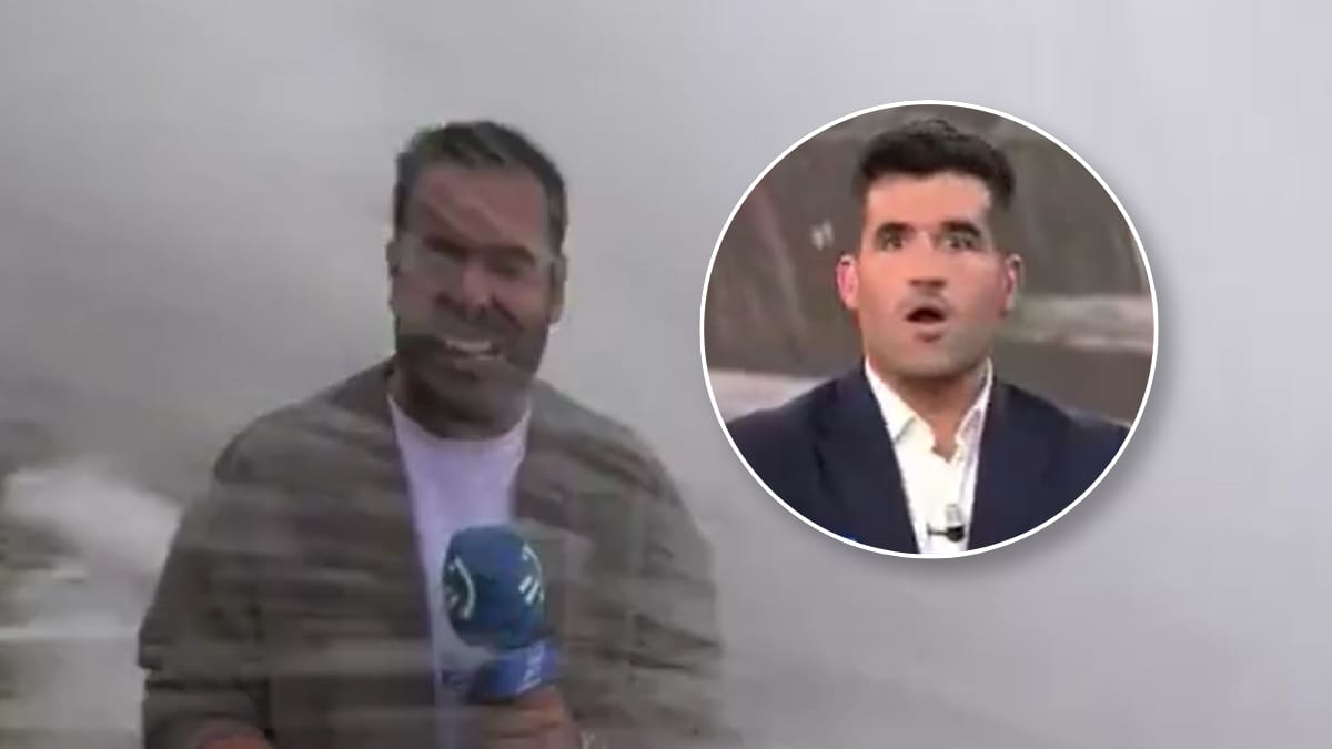 Periodista de TV recibe feroz charchazo del mar y deja boquiabierto a compañero de canal: “Esperemos que esté bien”