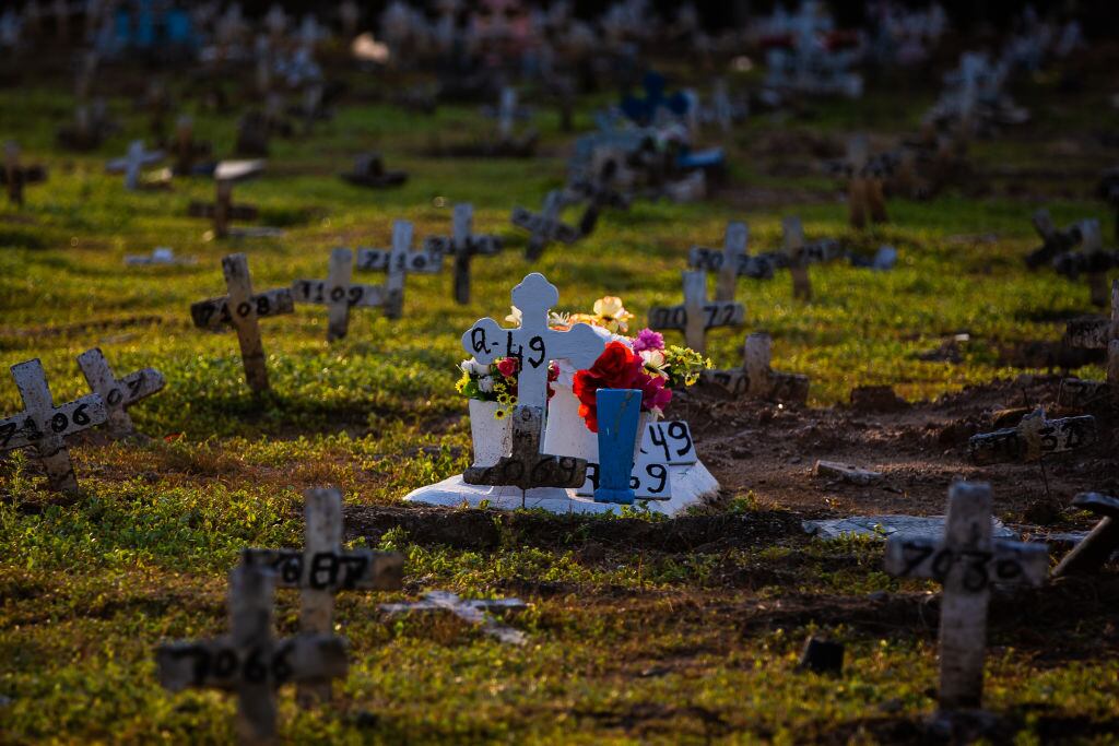 Las víctimas del coronavirus Covid-19 en un cementerio de Brasil