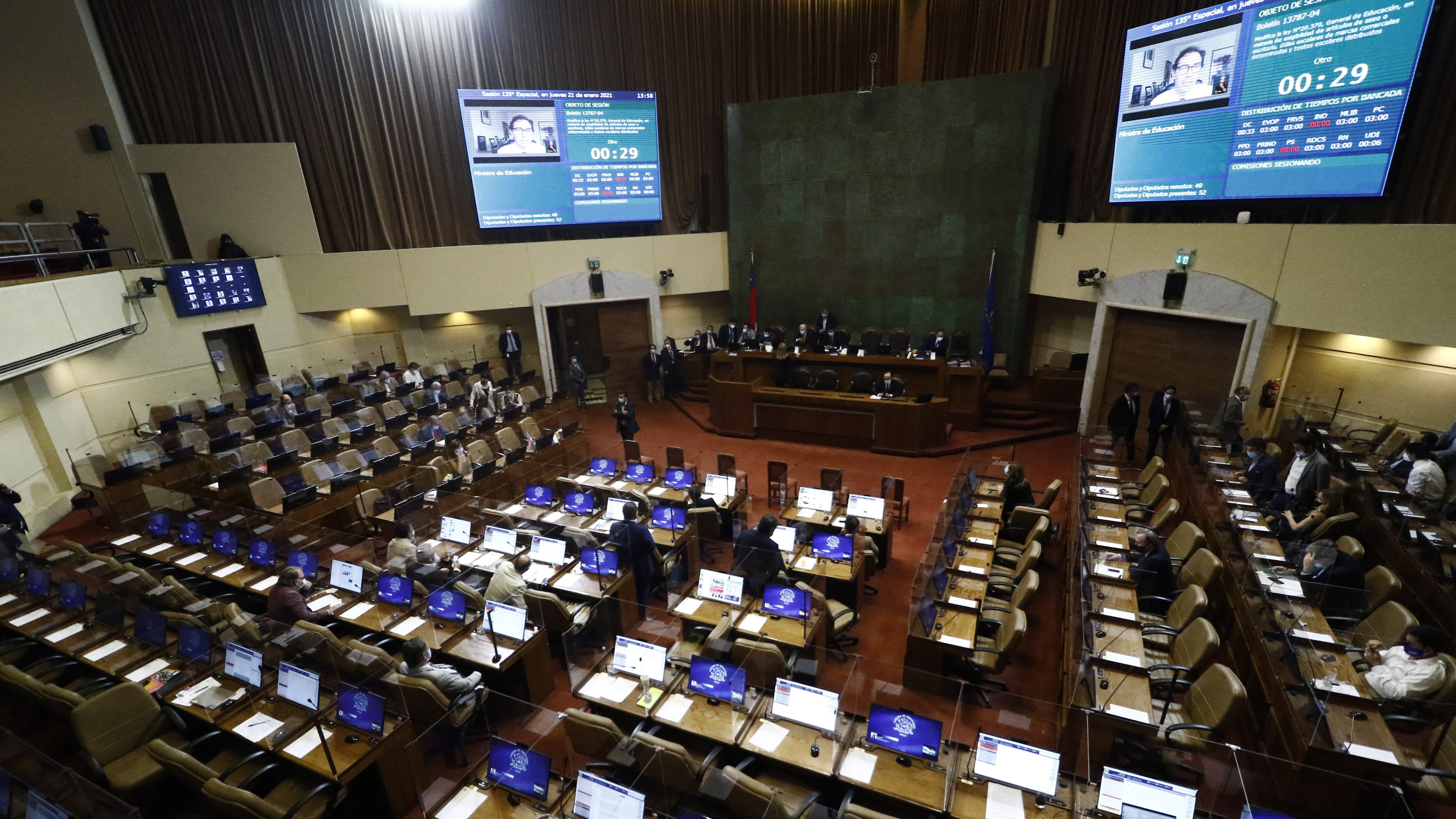 21 DE ENERO DE 2021/VALPARAISOVista general de la sesion de la Camara de Diputados, citada para discutir el proyecto que concede beneficios al personal de la atencion primaria de salud, en medio de la pandemia por el Coronavirus.
FOTO: LEONARDO RUBILAR CHANDIA/AGENCIAUNO