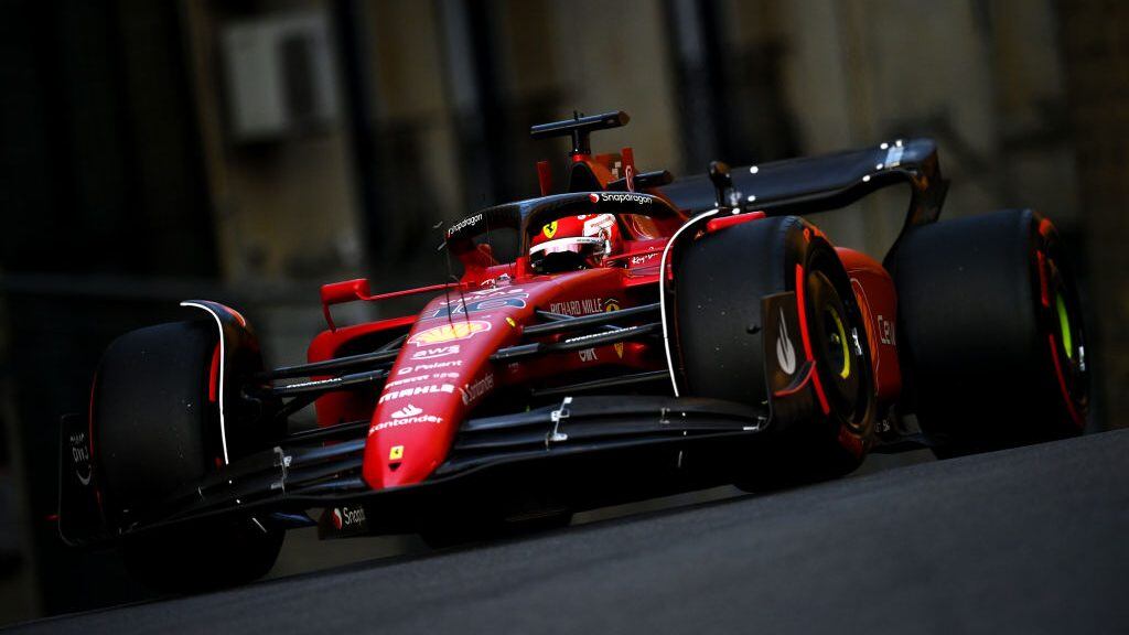 BAKU, AZERBAIJAN - JUNE 11: Charles Leclerc of Monaco driving the (16) Ferrari F1-75 on track during qualifying ahead of the F1 Grand Prix of Azerbaijan at Baku City Circuit on June 11, 2022 in Baku, Azerbaijan. (Photo by Dan Mullan/Getty Images)