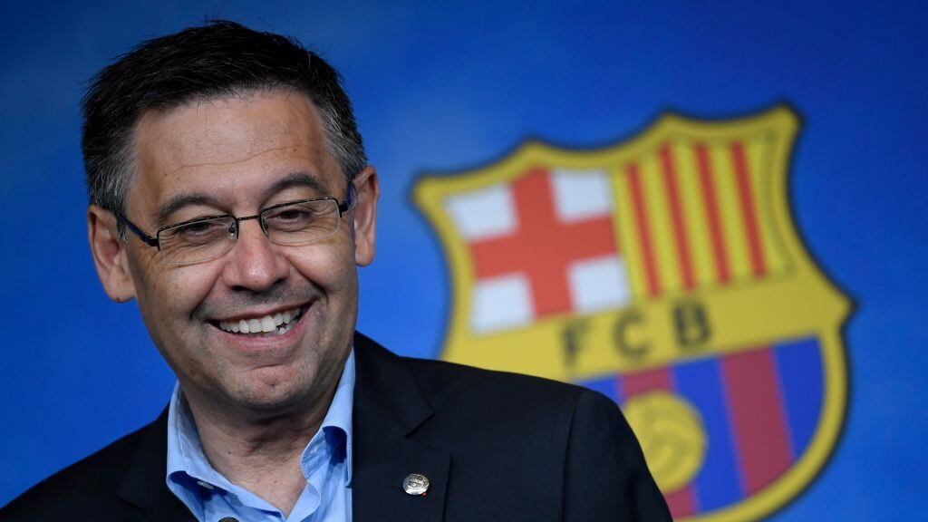 Barcelona's president Josep Maria Bartomeu smiles during a press conference at the Camp Nou stadium in Barcelona on July 5, 2019. (Photo by LLUIS GENE / AFP)        (Photo credit should read LLUIS GENE/AFP via Getty Images)
