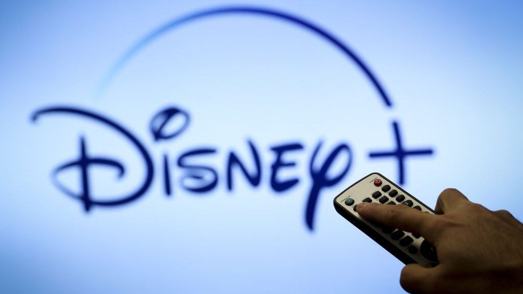 ANKARA, TURKEY - JULY 09: In this photo illustration, the logo of Disney+ is displayed on a television screen and a remote control device is seen in Ankara, Turkey on July 09, 2020. (Photo by Hakan Nural/Anadolu Agency via Getty Images)