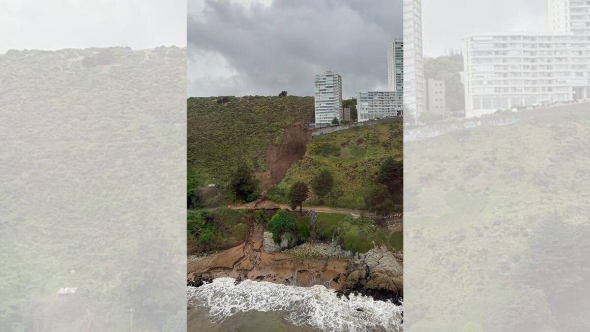 Evacúan a familias de edificio residencial de Viña del Mar por colapso de camino costero