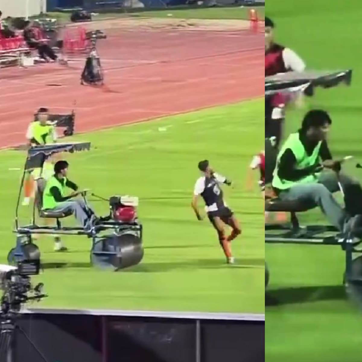 Insólito accidente: futbolista fue atropellado por una aplanadora minutos antes del partido