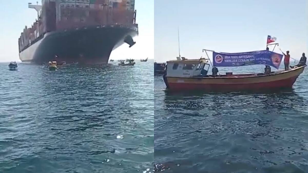 Pescadores artesanales en Valparaíso y San Antonio cierran paso a buques carguero como protesta: “No van a entrar”