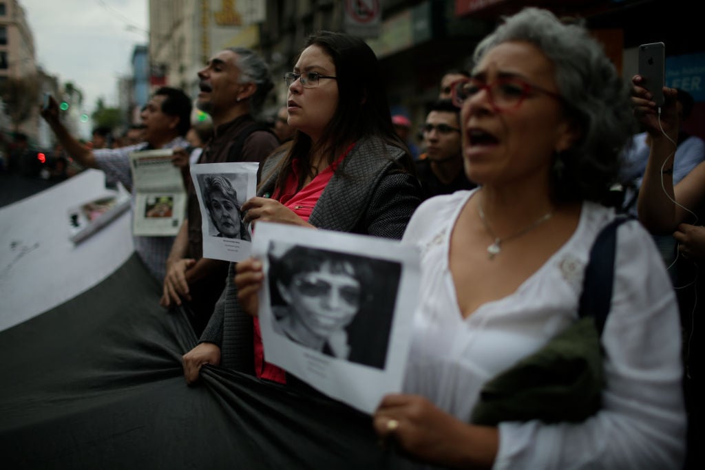 Manifestación contra el asesinato de periodistas en Ciudad de México