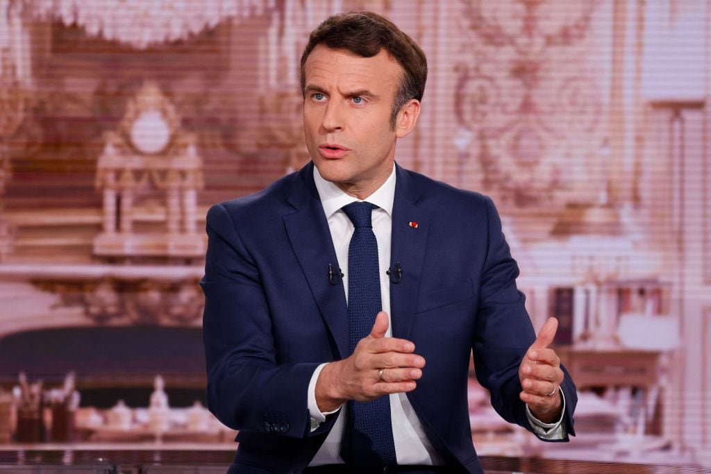 El presidente francés Emmanuel Macron durante la actual campaña electoral