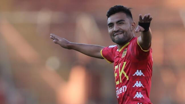 15 de Marzo del 2020/SANTIAGOMario Sandoval() celebra el cuarto gol para Union Espaola ,durante el partido valido por la fecha 8 del Campeonato Nacional AFP PlanVital 2020, entre Union Espaola vs Huachipato, disputado en el Estadio Santa Laura.
FOTO:JAVIER VERGARA/AGENCIAUNO