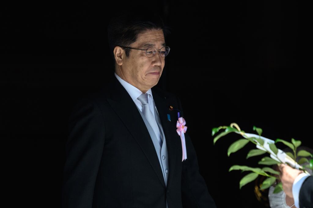 Japan's Chief Cabinet Secretary Katsunobu Kato takes part in a ceremony to mark the 100th anniversary of the establisment of the Meiji Shrine in Tokyo on November 1, 2020. (Photo by Philip FONG / AFP) (Photo by PHILIP FONG/AFP via Getty Images)