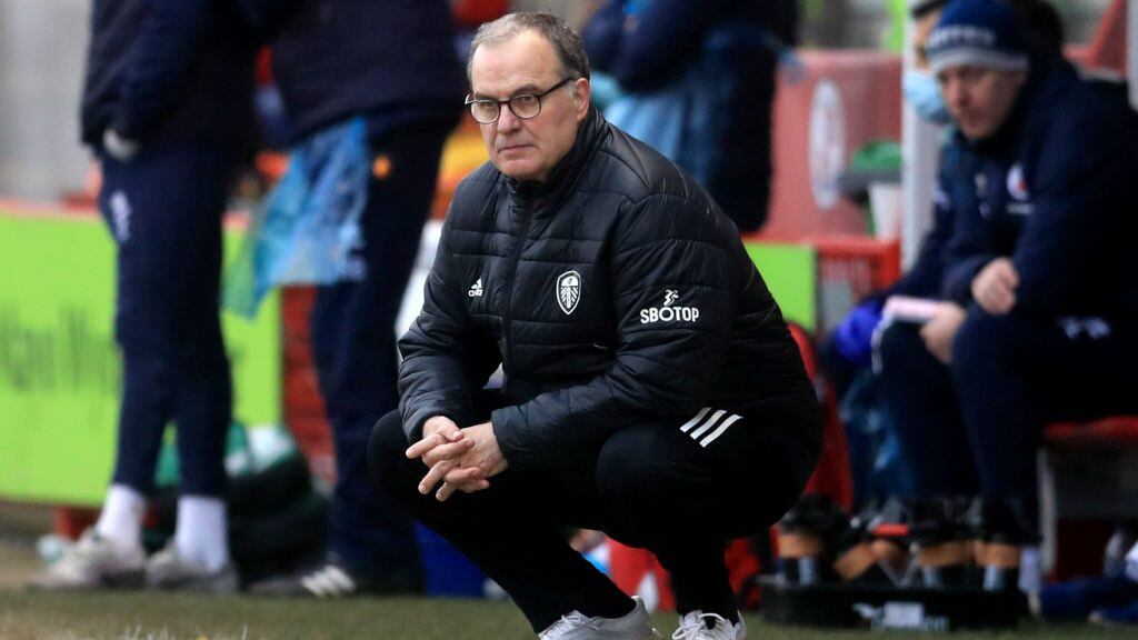 Leeds United manager Marcelo Bielsa on the touchline during the Emirates FA Cup third round match at the People's Pension Stadium, Crawley. (Photo by Adam Davy/PA Images via Getty Images)